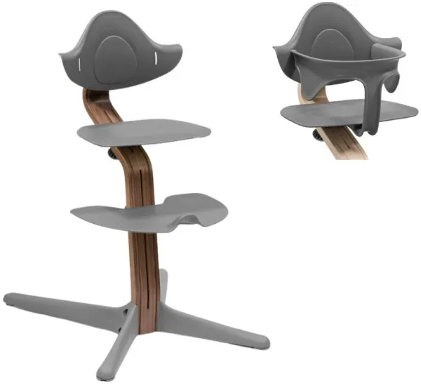 High chair oak - walnut grey incl. baby set